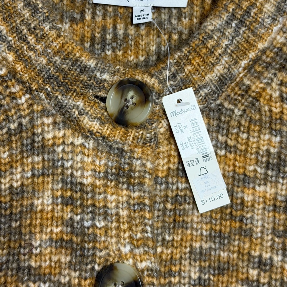 Madewell Winstead Space Dye Relaxed Button-Up Cardigan Butterscotch Medium NWT - Picture 6 of 6